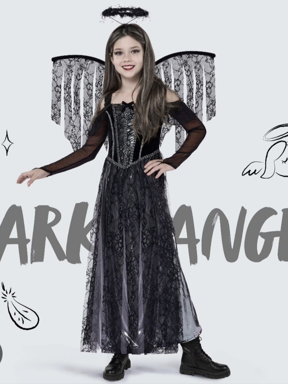 Kids Black Dark Angel Costume Dress - Brand